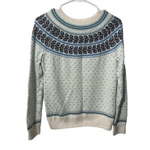 𝅺talbots Off White & Blue Lambswool Blend Sweater